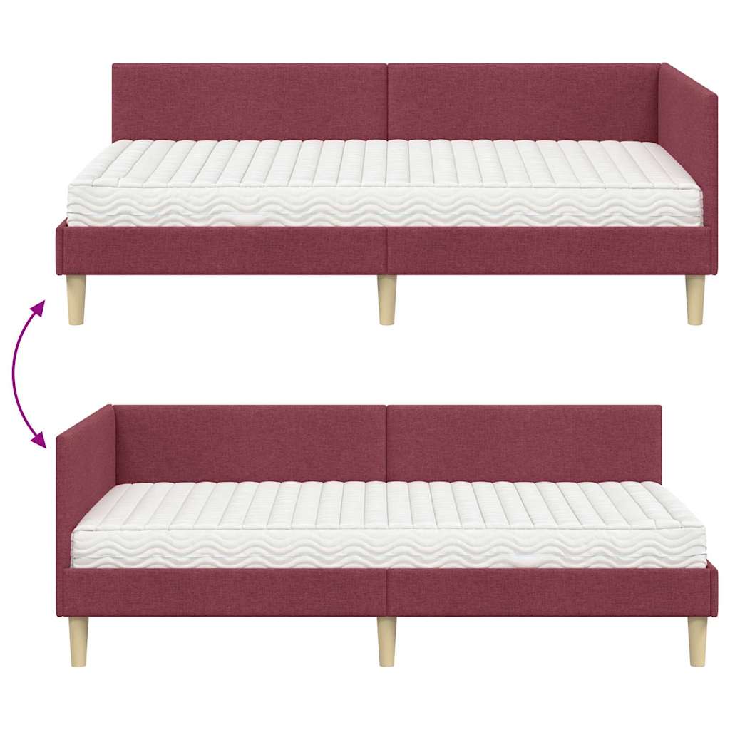 Kutni krevetni okvir s madracem Ostalo 2 pcs Siva tkanina