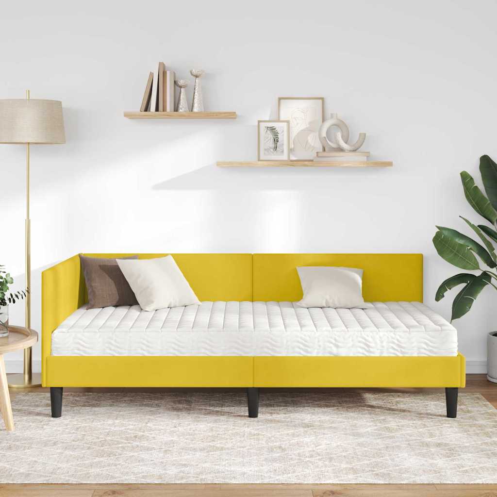 Kutni krevetni okvir s madracem 2 kom. Žuta 80 x 200 cm Baršun