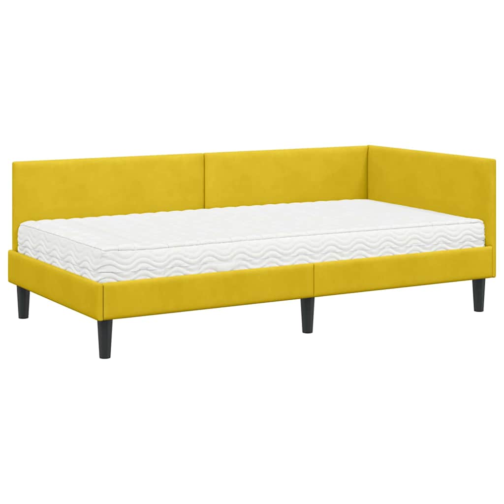 Kutni krevetni okvir s madracem 2 kom. Žuta 80 x 200 cm Baršun