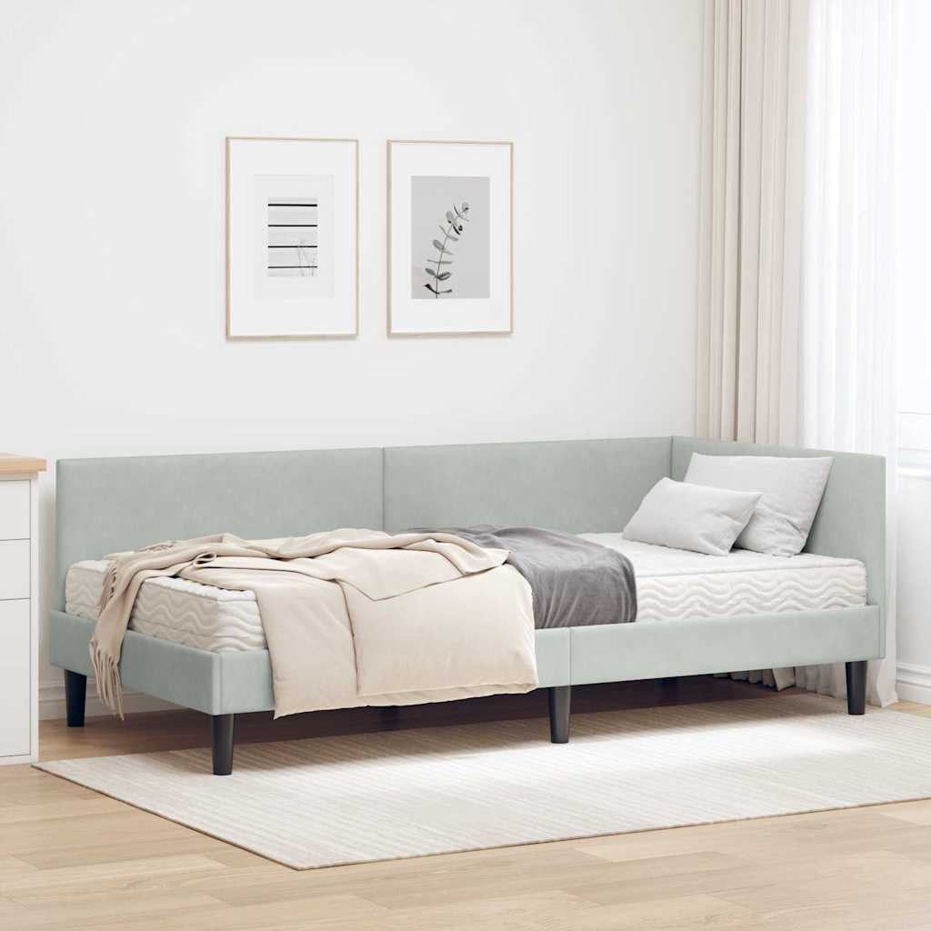 Kutni krevetni okvir s madracem 2 kom. Svjetlosiva 90 x 190 cm