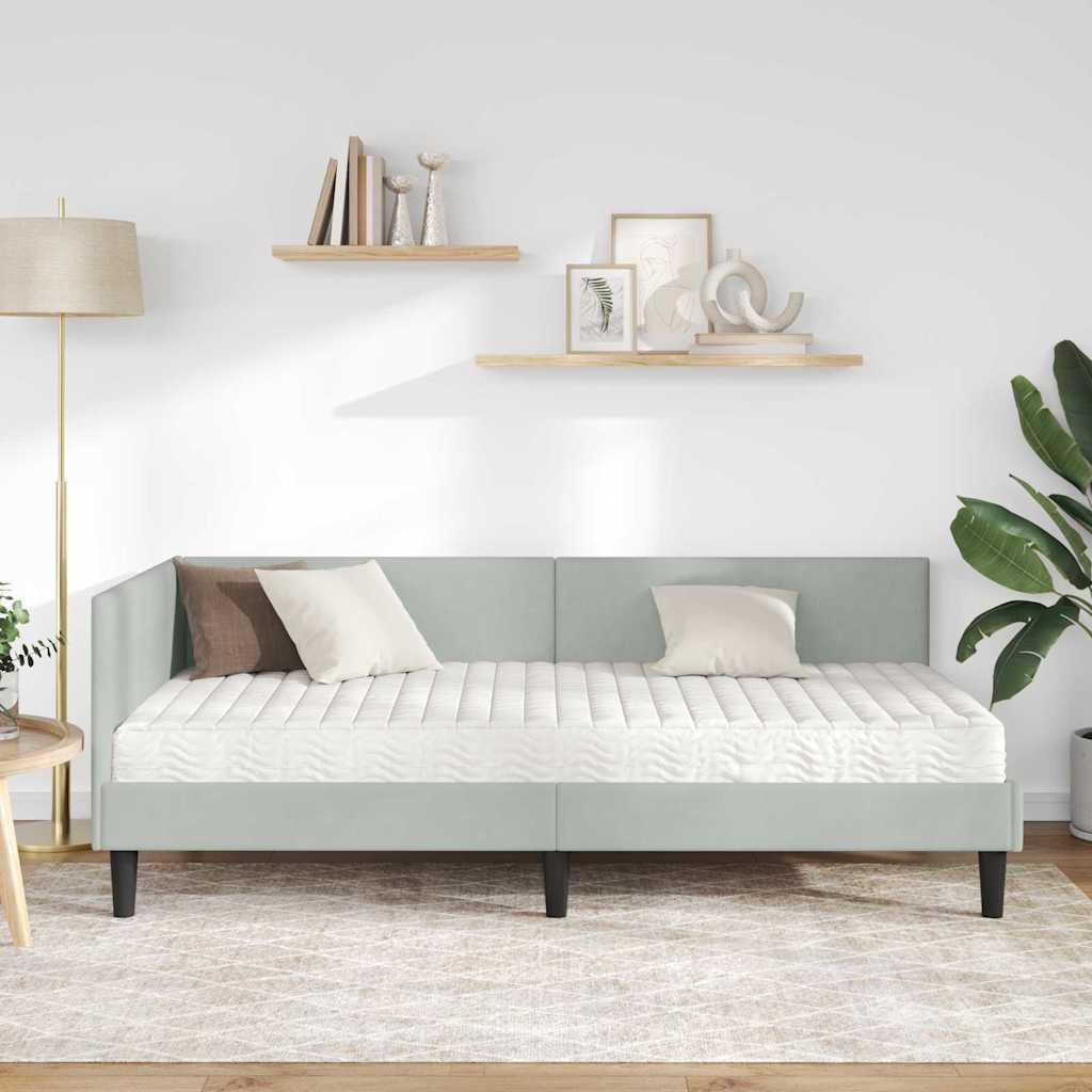 Kutni krevetni okvir s madracem 2 kom. Svjetlosiva 90 x 190 cm