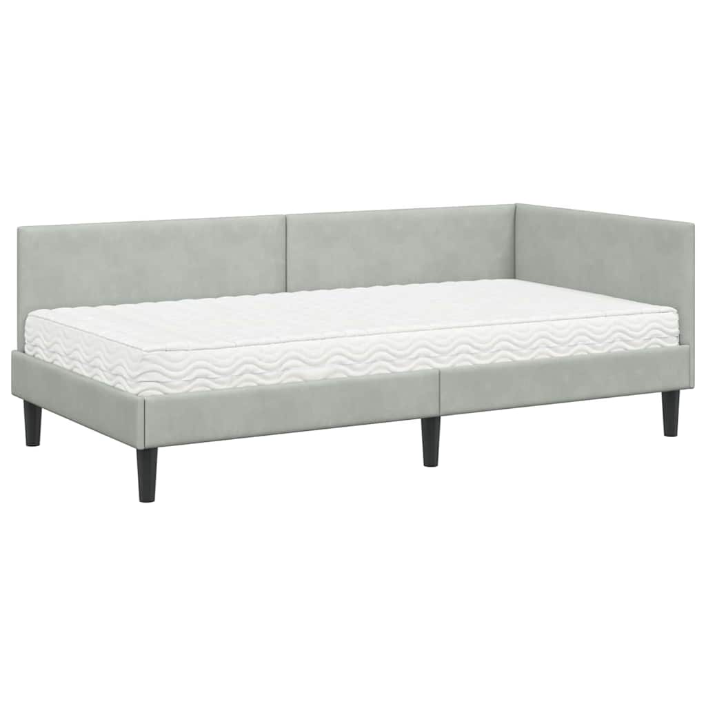 Kutni krevetni okvir s madracem 2 kom. Svjetlosiva 90 x 190 cm