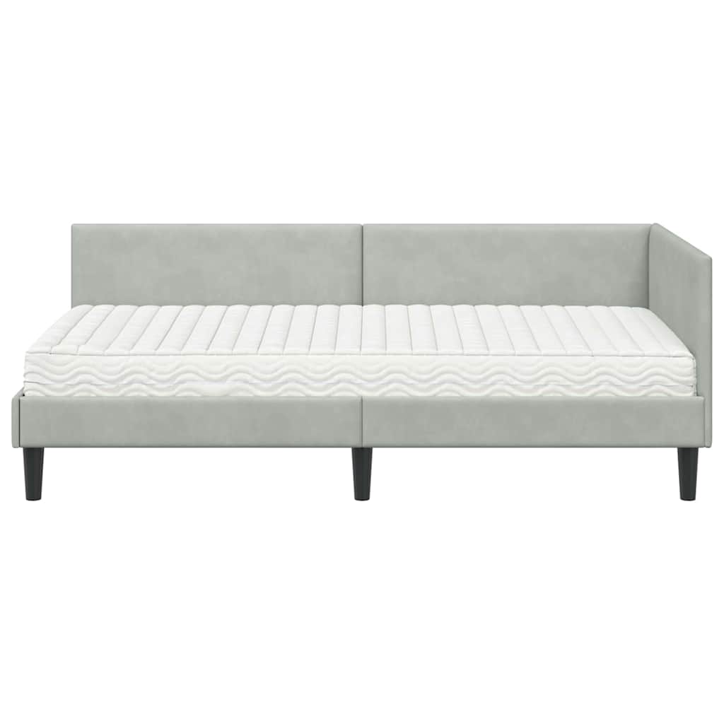 Kutni krevetni okvir s madracem 2 kom. Svjetlosiva 90 x 190 cm