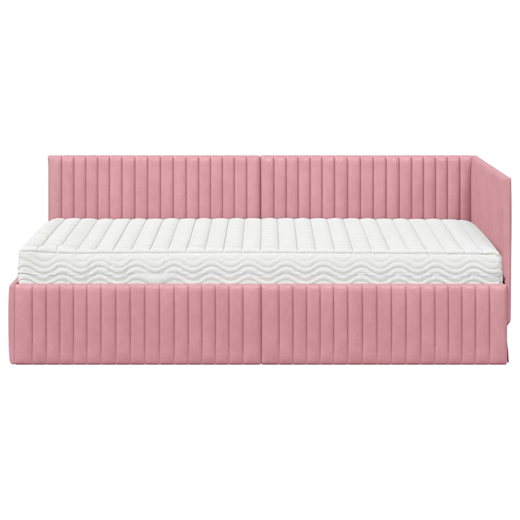 Kutni krevetni okvir s madracem 2 kom. Ružičasta 90 x 190 cm