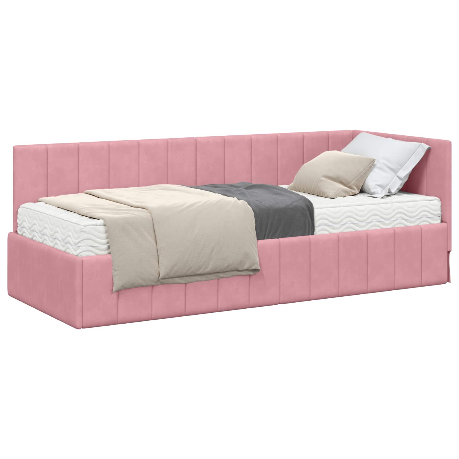 Kutni krevetni okvir s madracem s madracem 2 pcs Siva Baršun