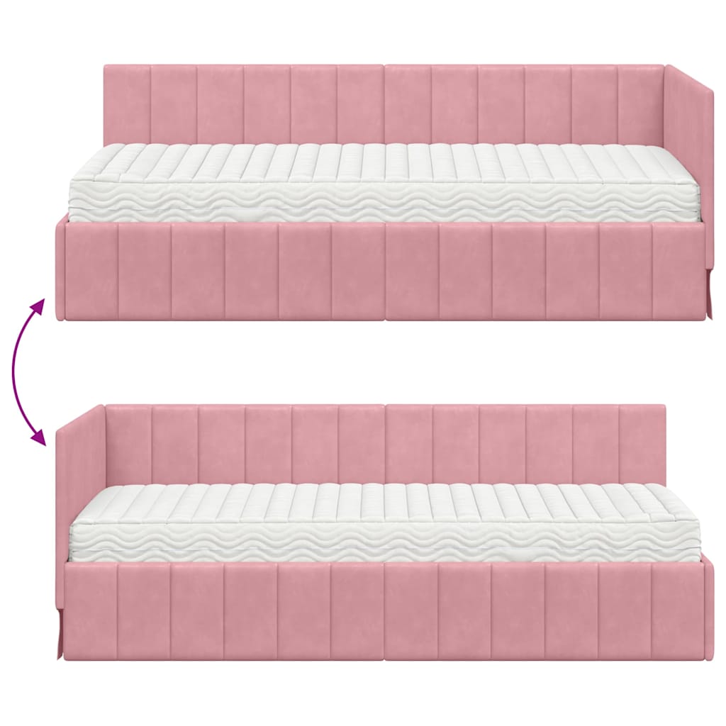 Kutni krevetni okvir s madracem s madracem 2 pcs Siva Baršun