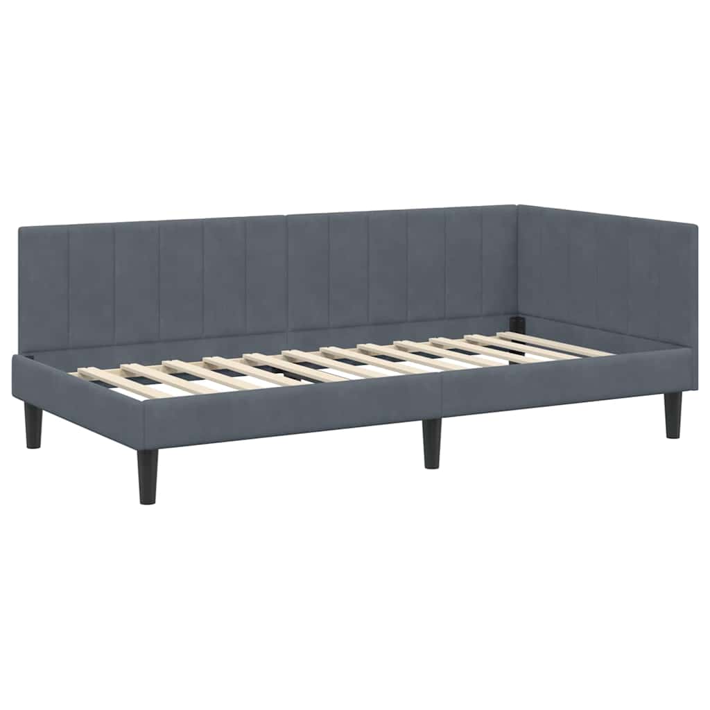 Kutni krevetni okvir s madracem 2 kom. Tamnosiva 90 x 190 cm