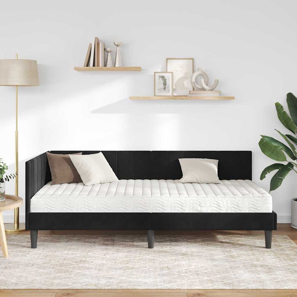 Kutni krevetni okvir s madracem 2 kom. Crna 100 x 200 cm Baršun
