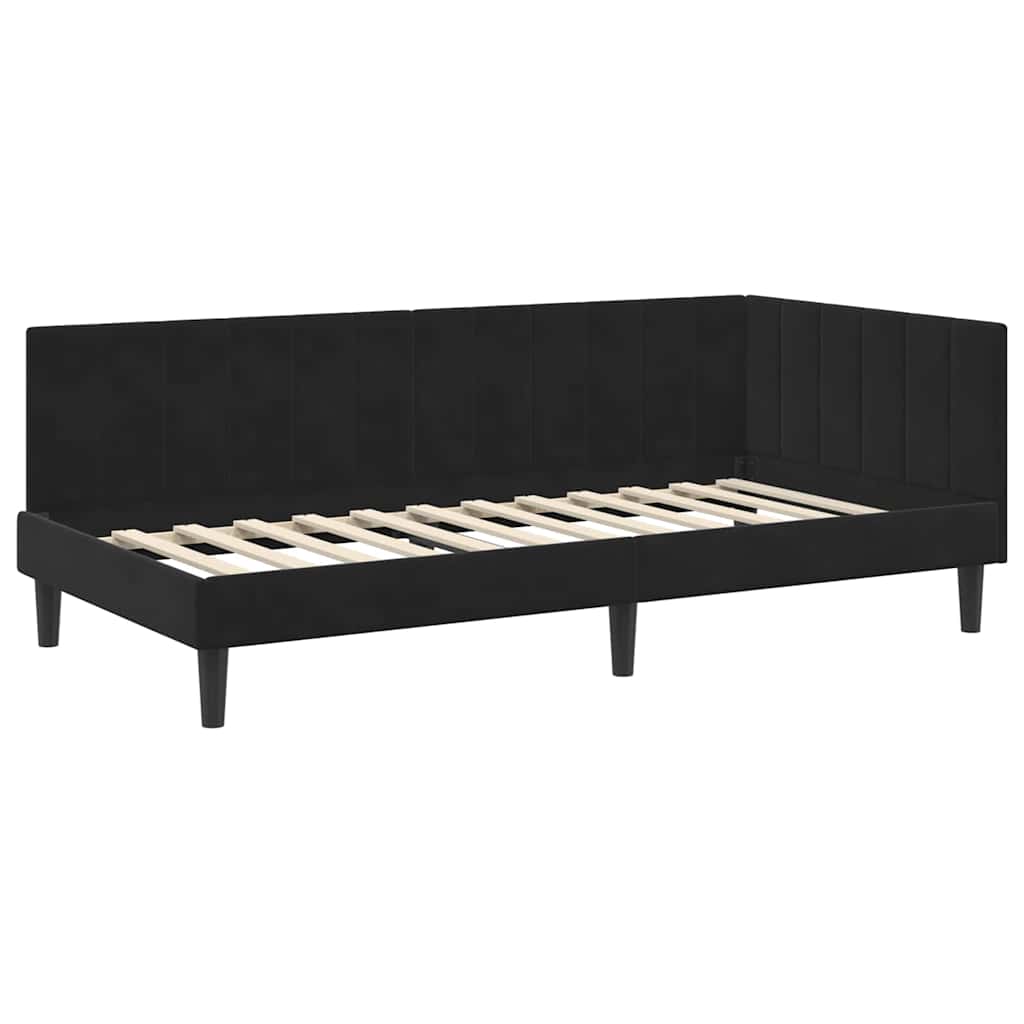 Kutni krevetni okvir s madracem 2 kom. Crna 100 x 200 cm Baršun