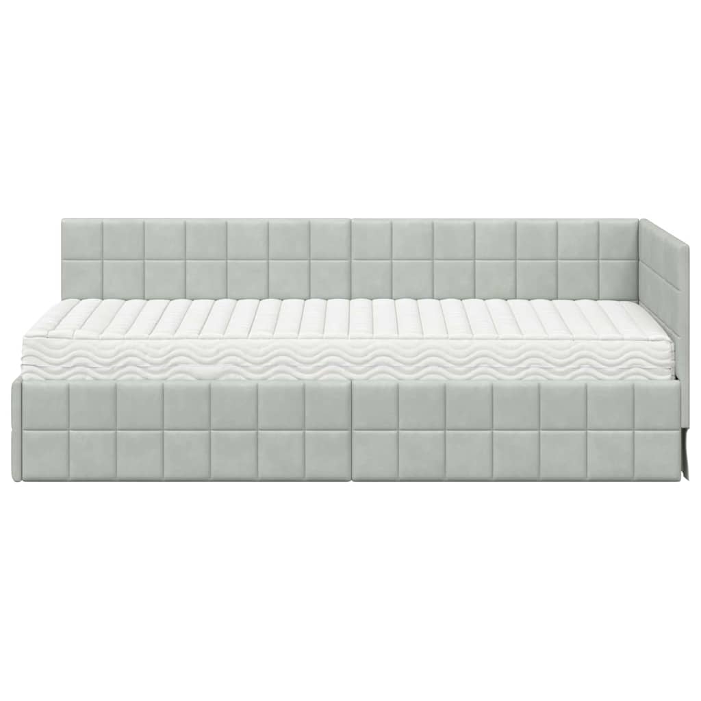 Kutni krevetni okvir s madracem 2 kom. Svjetlosiva 80 x 200 cm