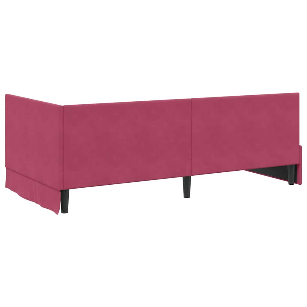 Kutni krevetni okvir s madracem 2 kom. Vinska crvena 100 x 200 cm