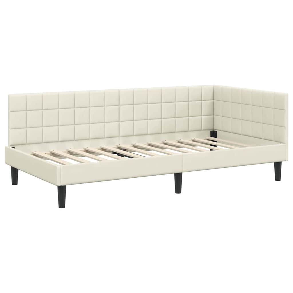 Kutni krevetni okvir s madracem Krema 90 x 190 cm Baršun
