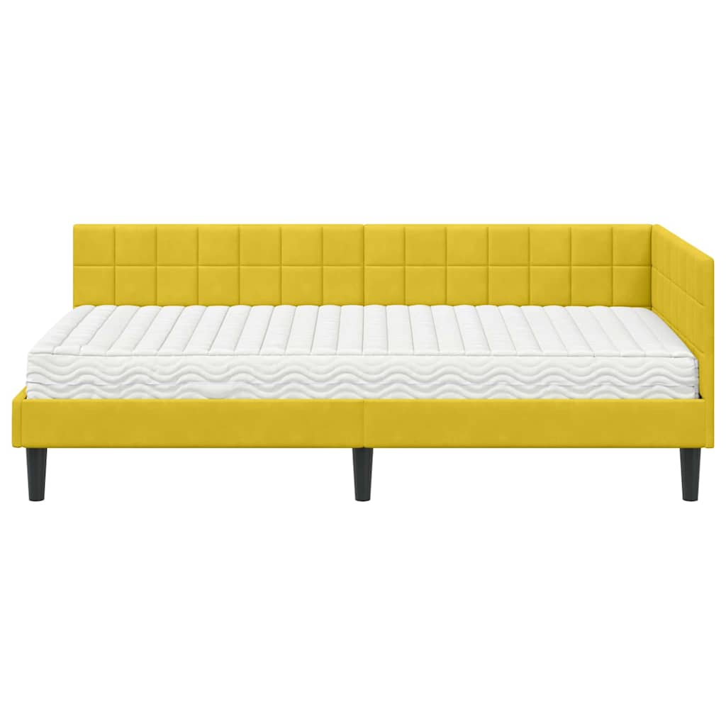 Kutni krevetni okvir s madracem 2 kom. Žuta 90 x 200 cm Baršun
