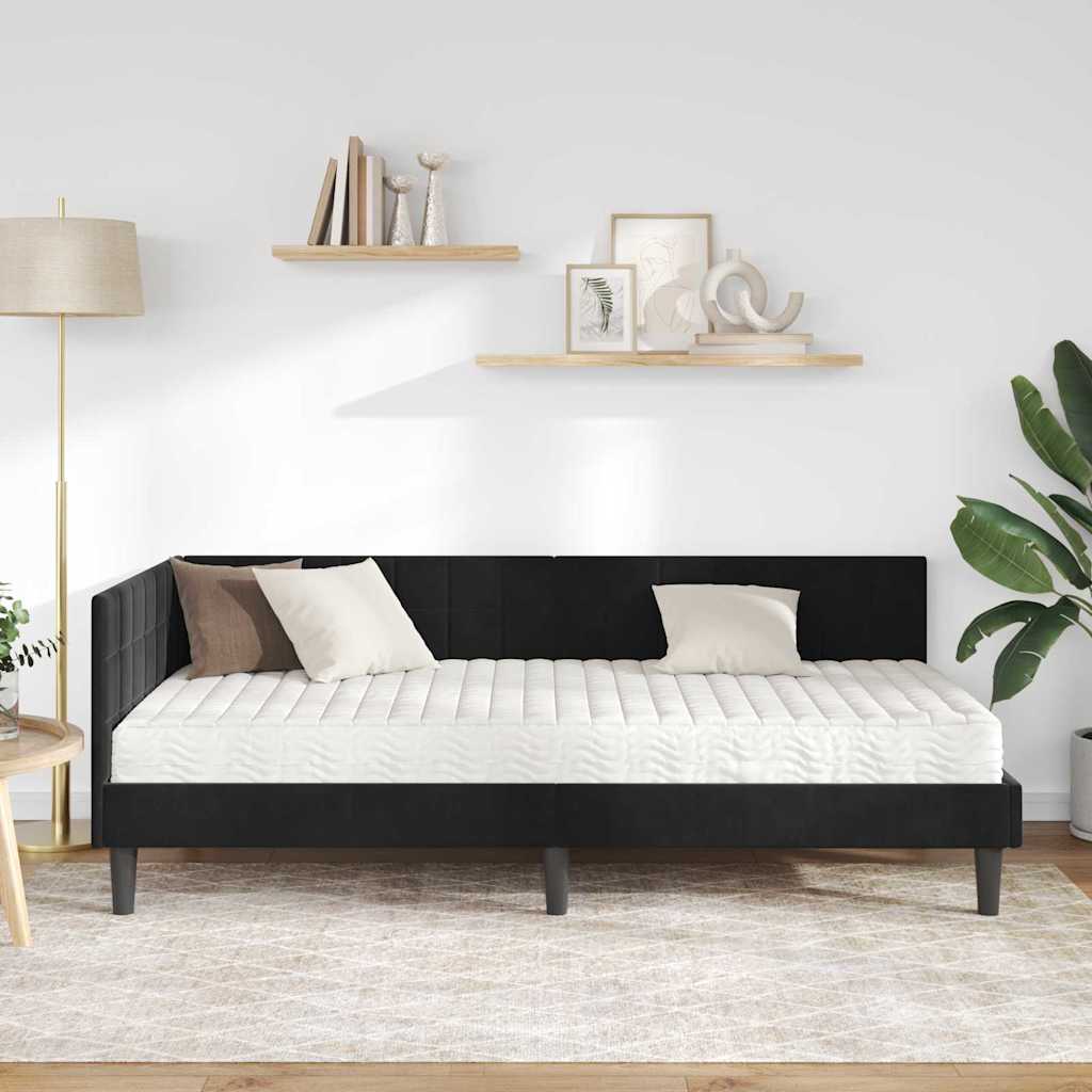 Kutni krevetni okvir s madracem 2 kom. Crna 100 x 200 cm Baršun