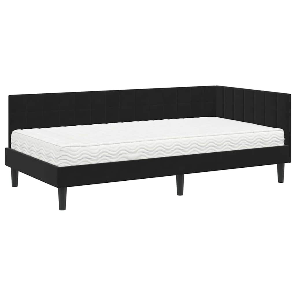 Kutni krevetni okvir s madracem 2 kom. Crna 100 x 200 cm Baršun