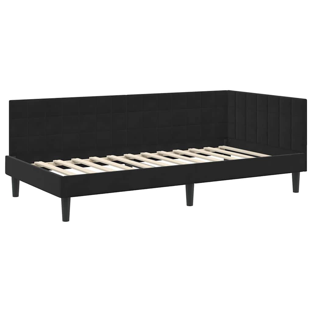 Kutni krevetni okvir s madracem 2 kom. Crna 100 x 200 cm Baršun