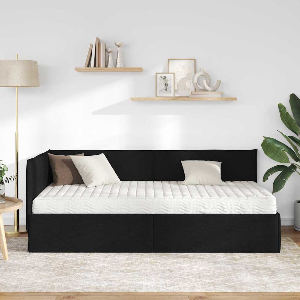 Kutni krevetni okvir s madracem 2 kom. Crna 80 x 200 cm Baršun