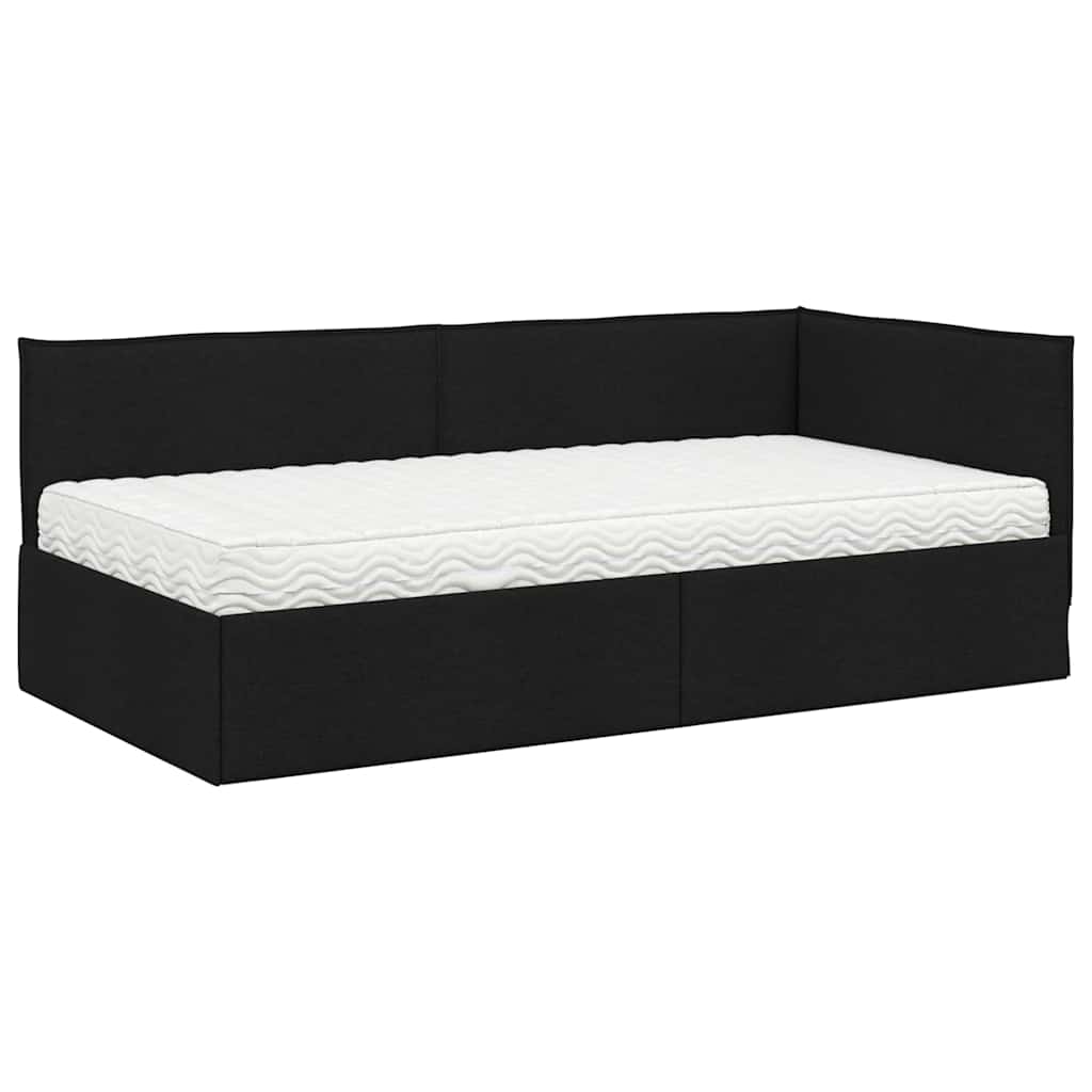 Kutni krevetni okvir s madracem 2 kom. Crna 80 x 200 cm Baršun