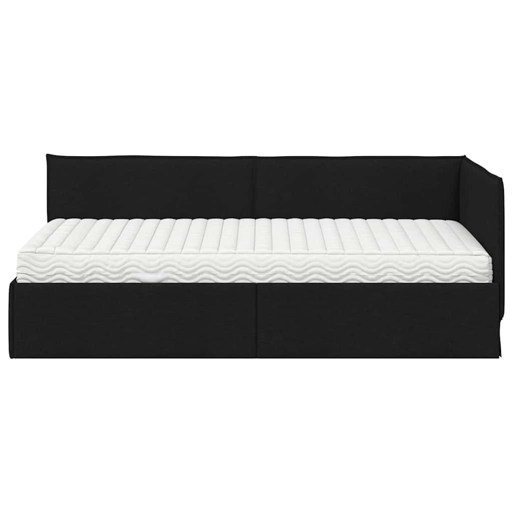 Kutni krevetni okvir s madracem 2 kom. Crna 80 x 200 cm Baršun