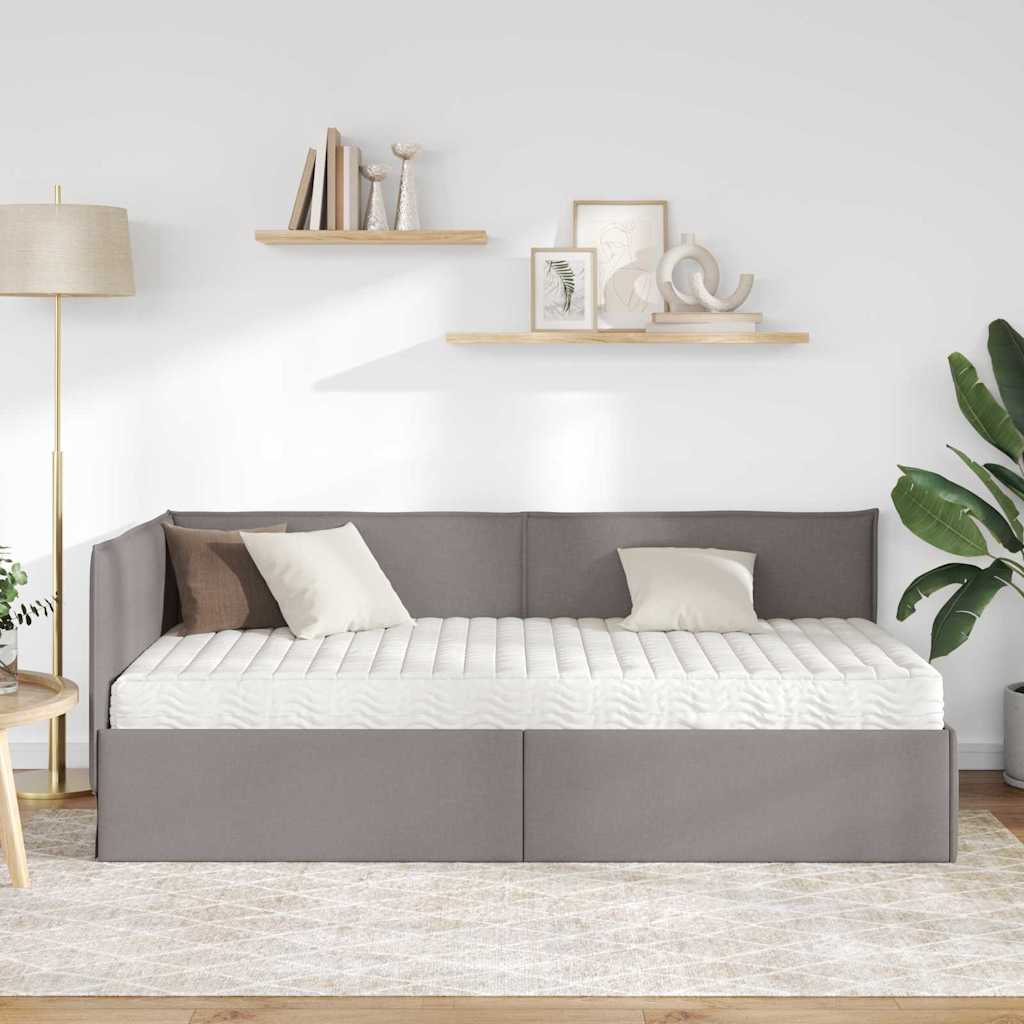 Kutni krevetni okvir s madracem 2 kom. Sivo-smeđa 90 x 200 cm