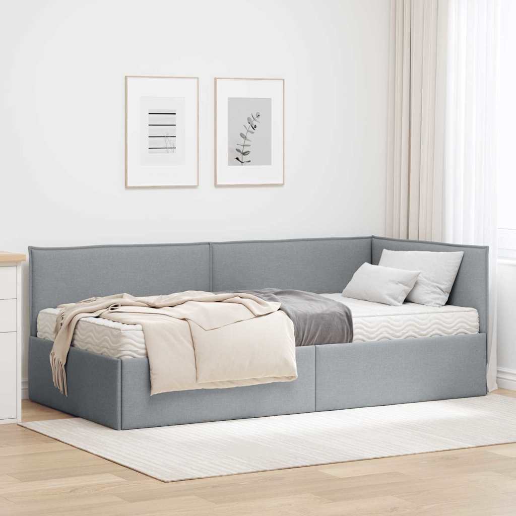 Kutni krevetni okvir s madracem 2 kom. Svijetlo siva Svjetlosiva 100 x 200 cm