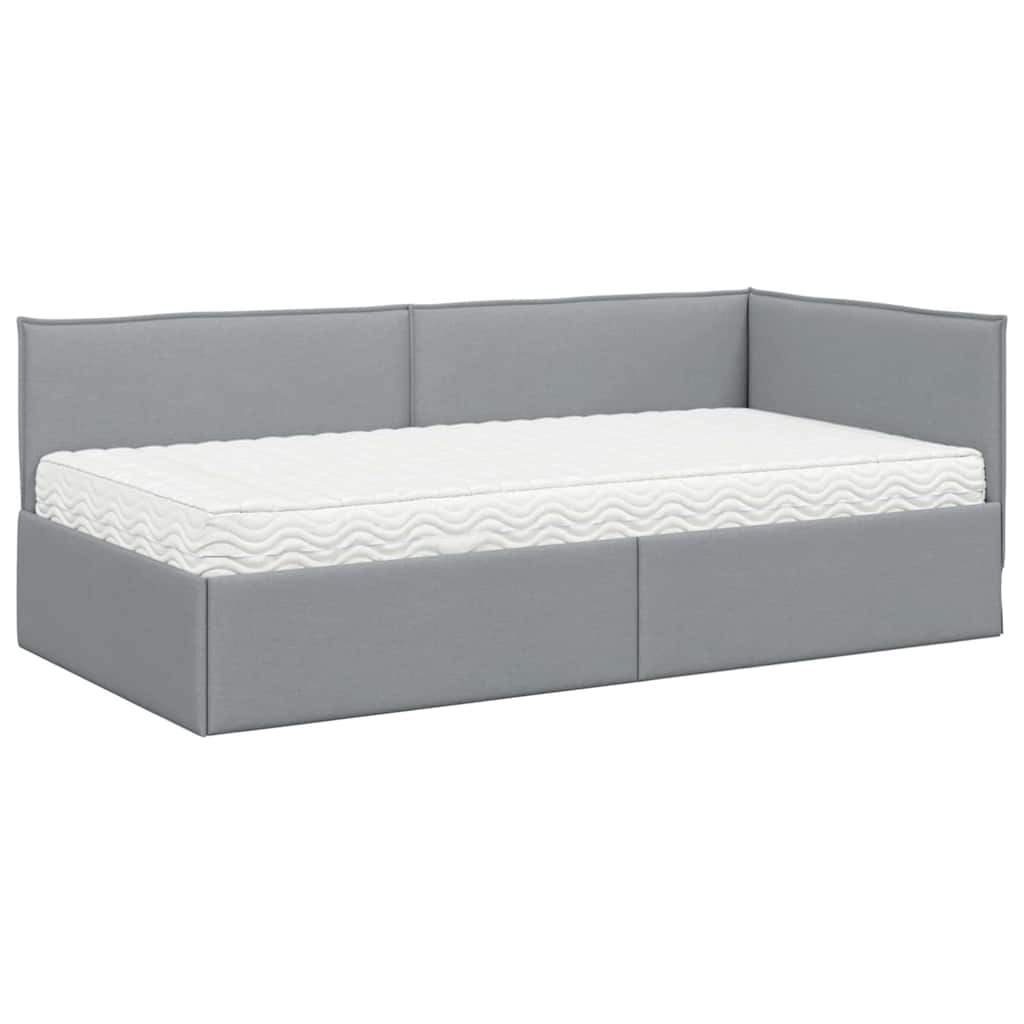 Kutni krevetni okvir s madracem 2 kom. Svijetlo siva Svjetlosiva 100 x 200 cm