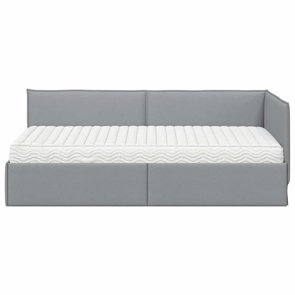 Kutni krevetni okvir s madracem 2 kom. Svijetlo siva Svjetlosiva 100 x 200 cm