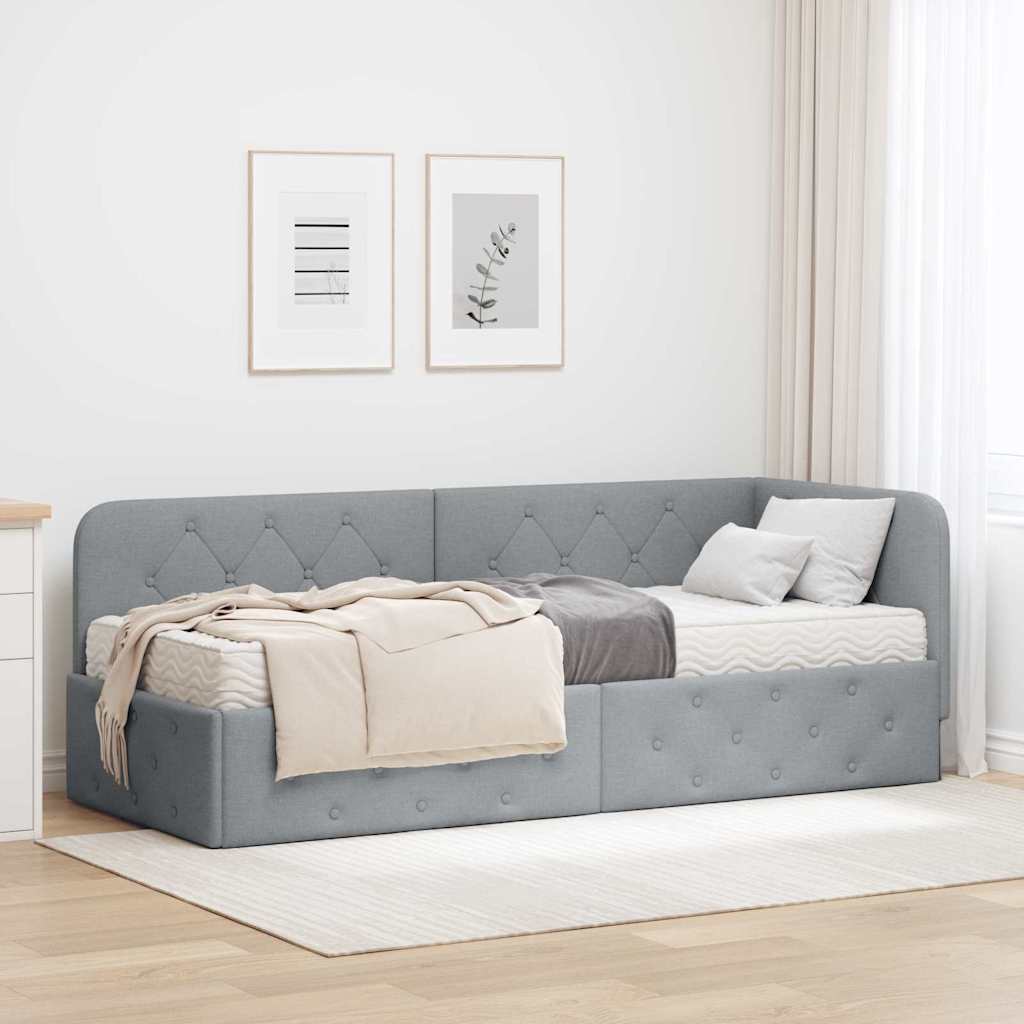 Kutni okvir kreveta Svijetlo siva 80 x 200 cm tkanina