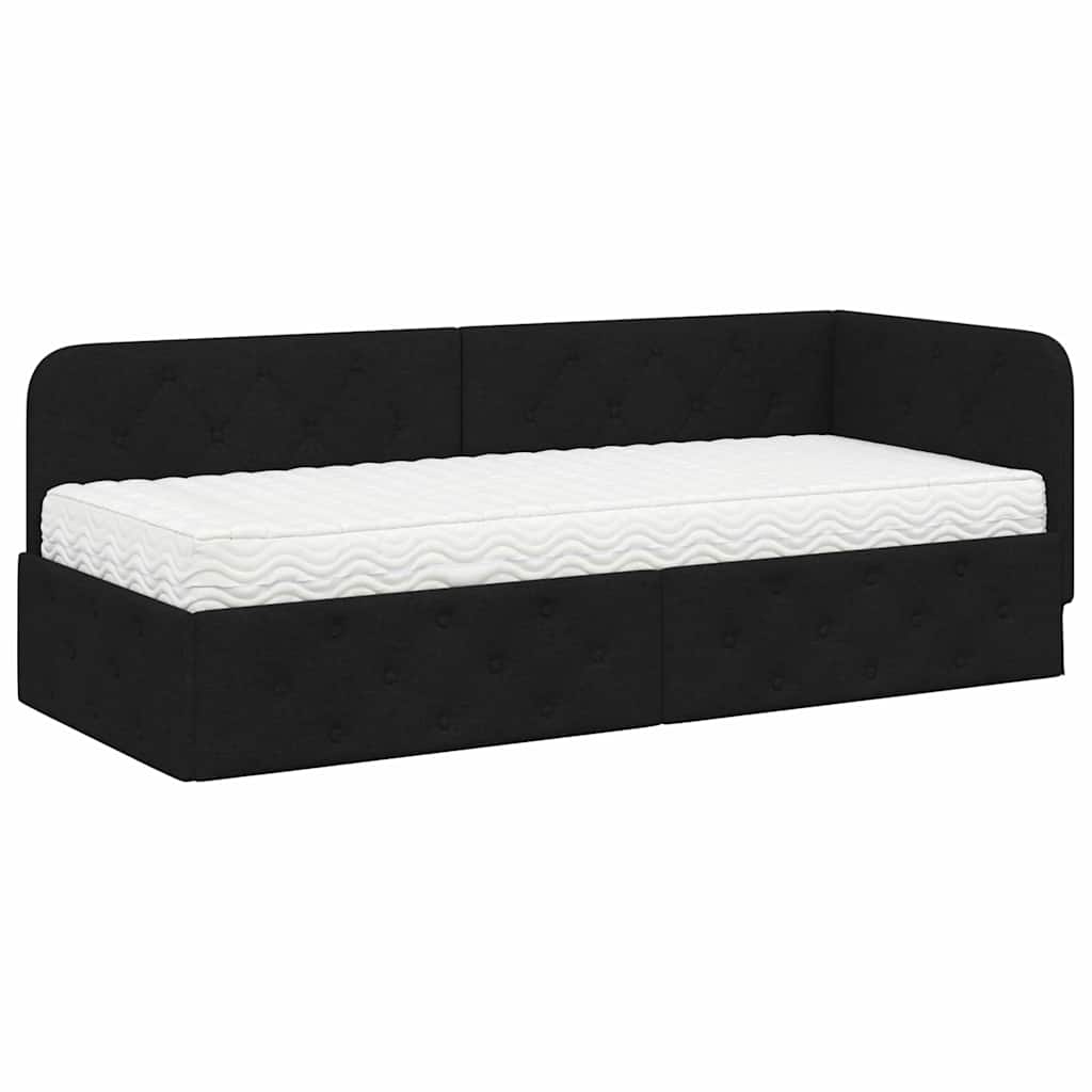Kutni okvir kreveta Crna 80 x 200 cm tkanina