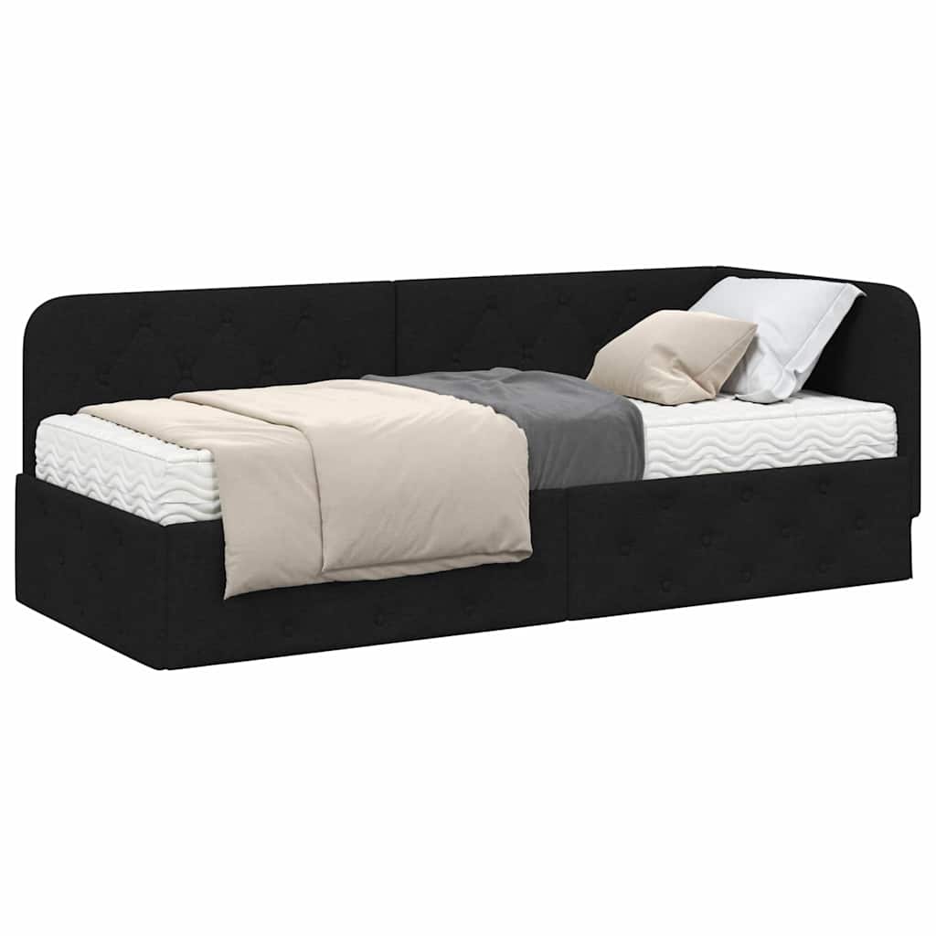 Kutni okvir kreveta Crna 80 x 200 cm tkanina