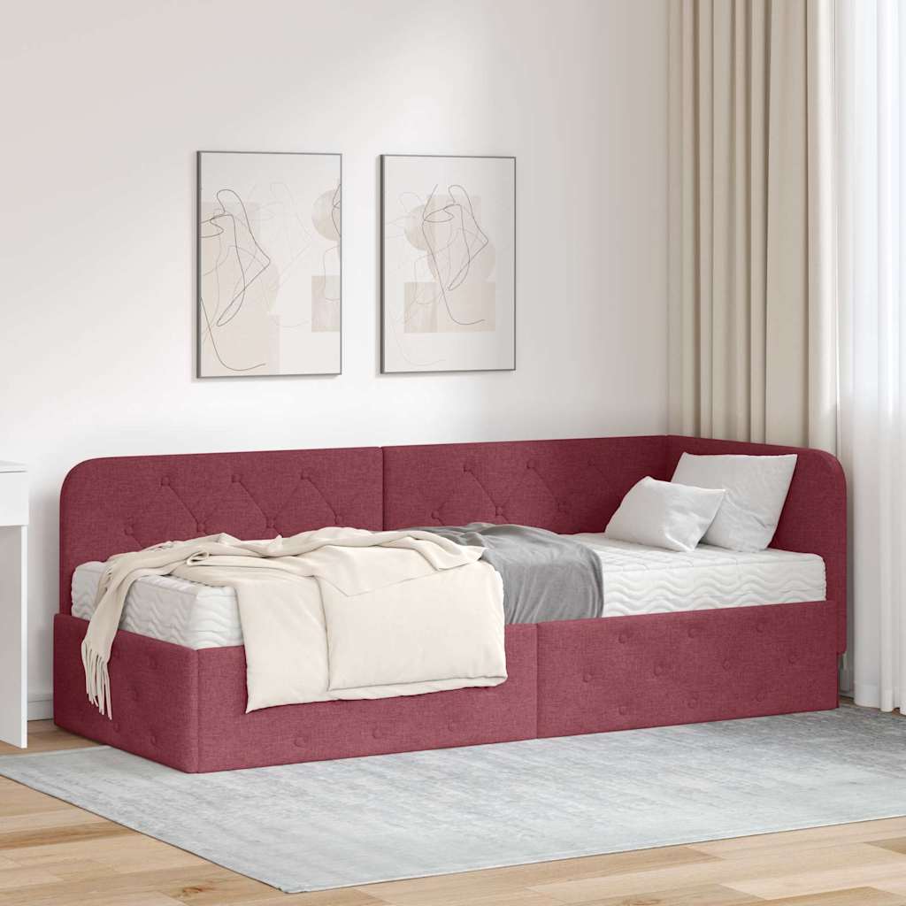 Kutni okvir kreveta Vinska crvena 80 x 200 cm tkanina