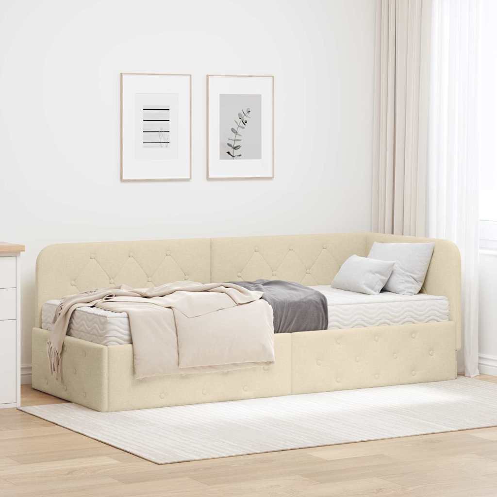 Kutni okvir kreveta Krema 80 x 200 cm tkanina
