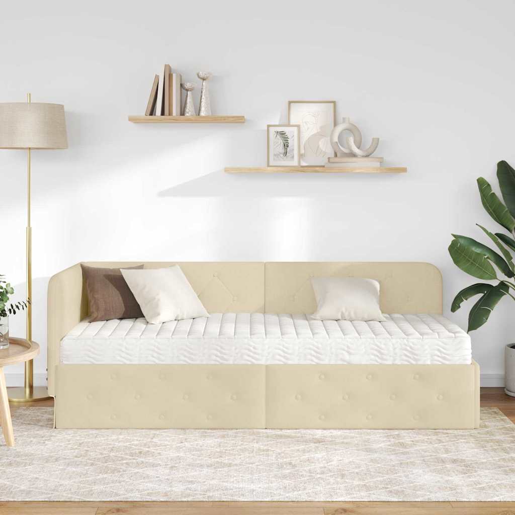 Kutni okvir kreveta Krema 80 x 200 cm tkanina