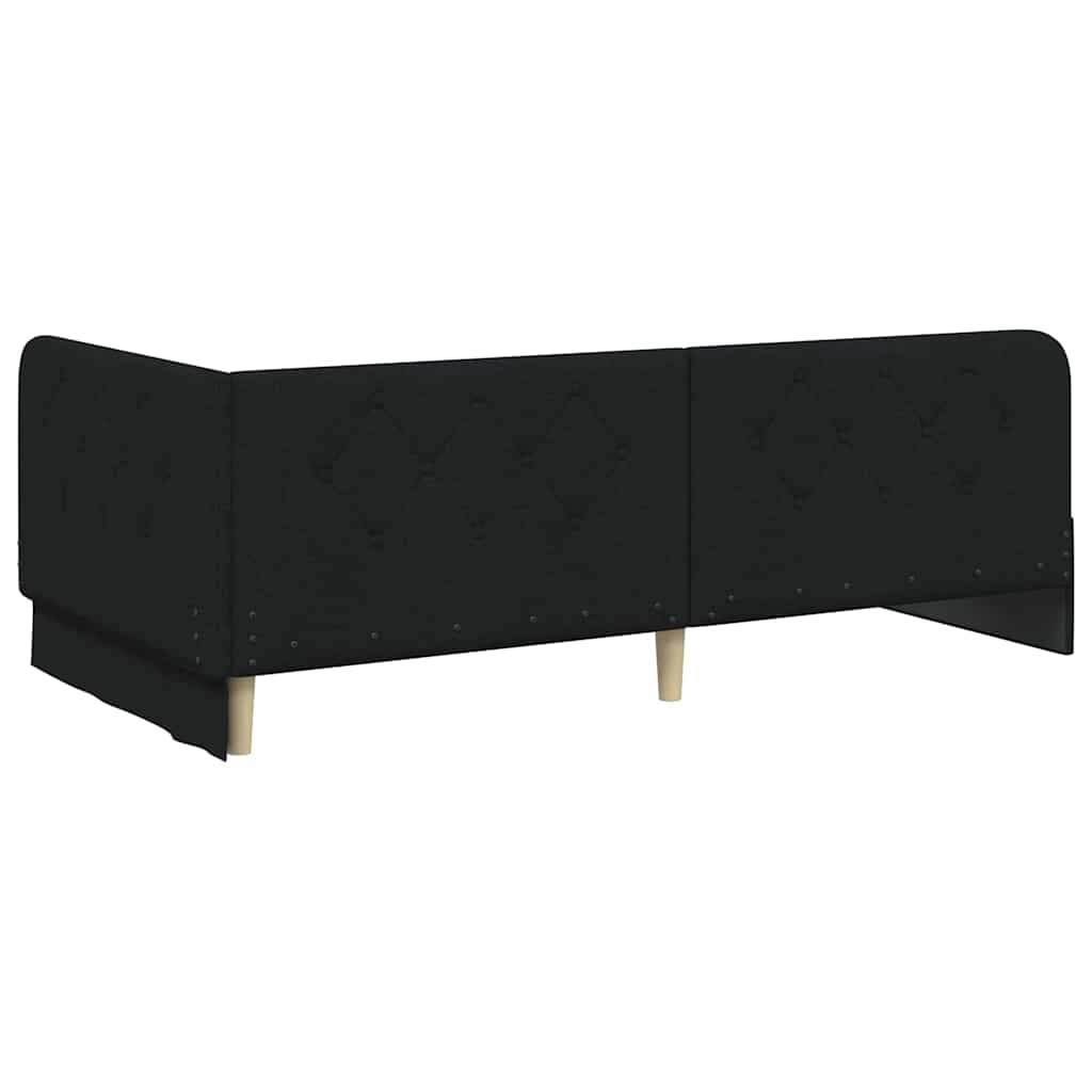 Kutni okvir kreveta Crna 90 x 190 cm tkanina
