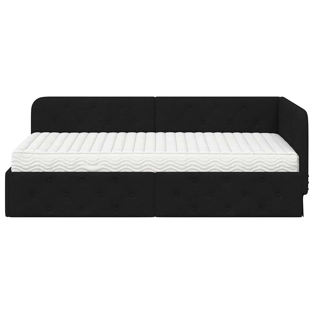 Kutni okvir kreveta Crna 90 x 190 cm tkanina
