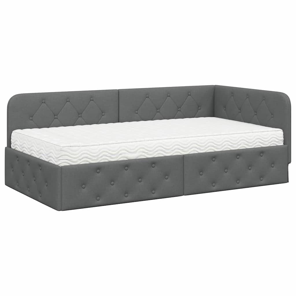 Kutni okvir kreveta Tamno siva 90 x 200 cm tkanina