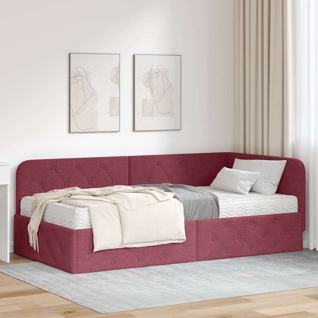 Kutni okvir kreveta Vinska crvena 100 x 200 cm tkanina
