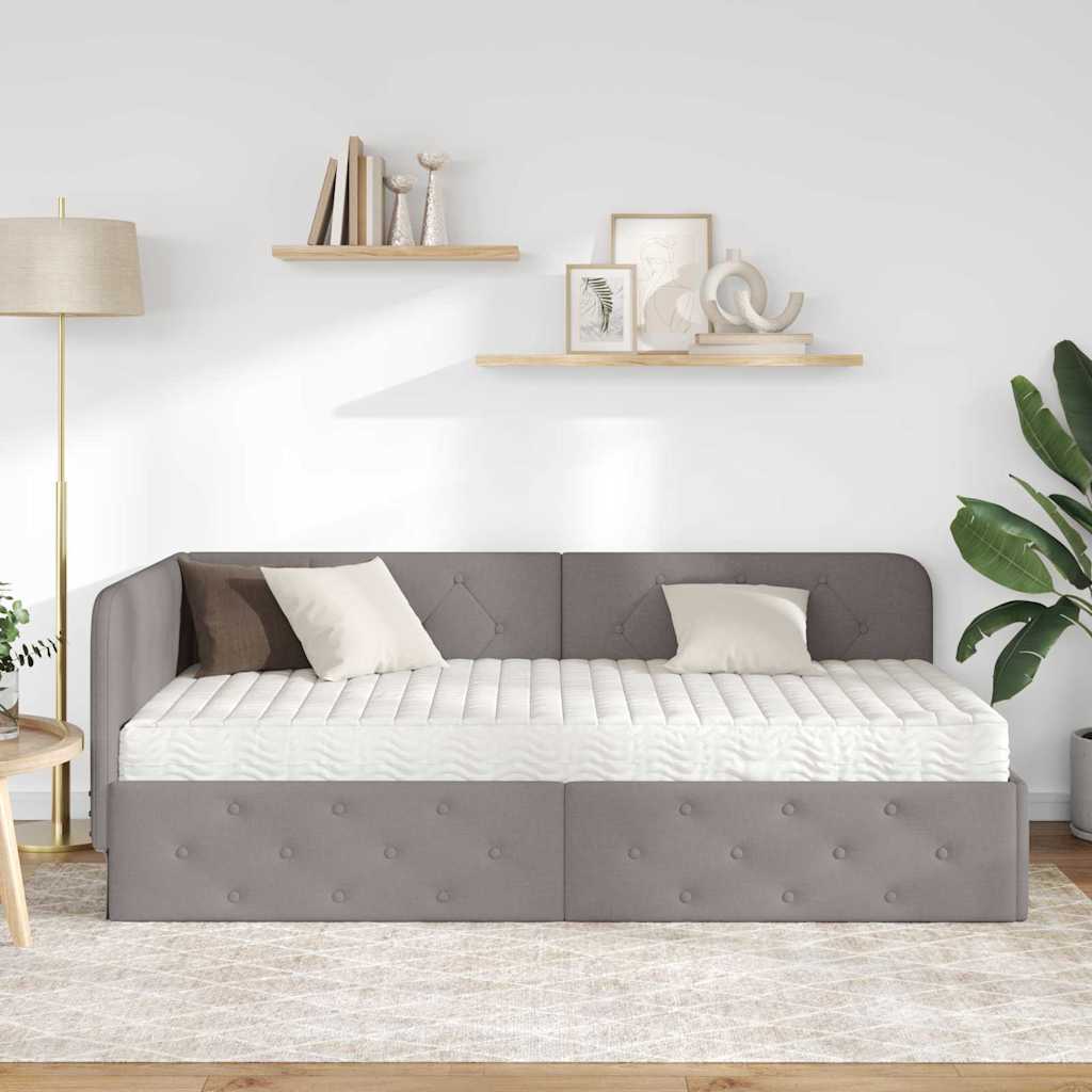 Kutni okvir kreveta Sivo-smeđa 100 x 200 cm tkanina
