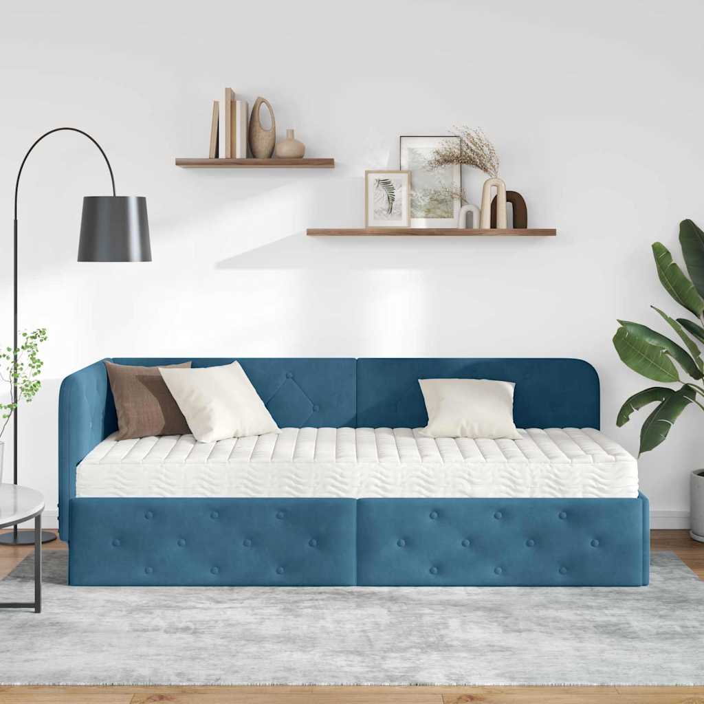 Kutni okvir kreveta Plava 80 x 200 cm Baršun