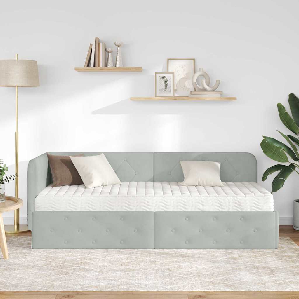 Kutni okvir kreveta Svijetlo siva 80 x 200 cm Baršun