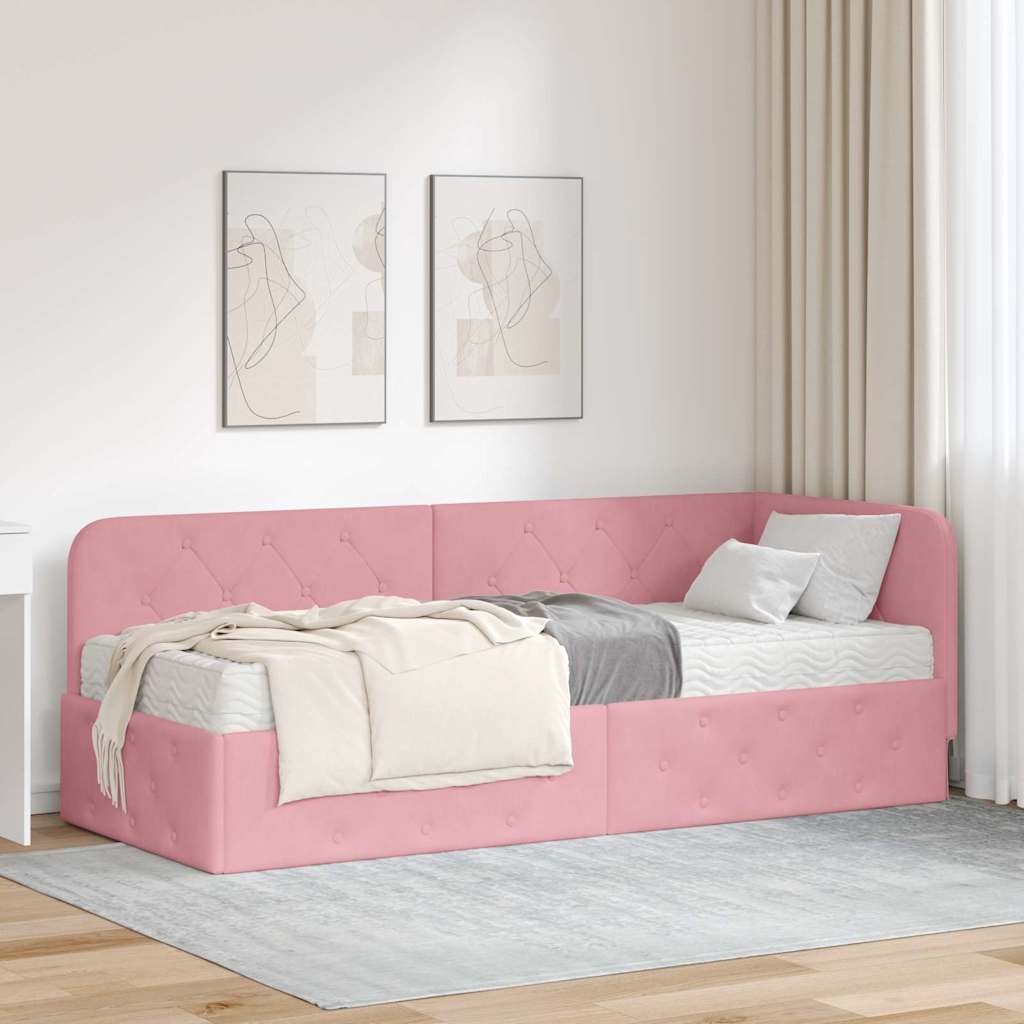 Kutni okvir kreveta Ružičasta 80 x 200 cm Baršun