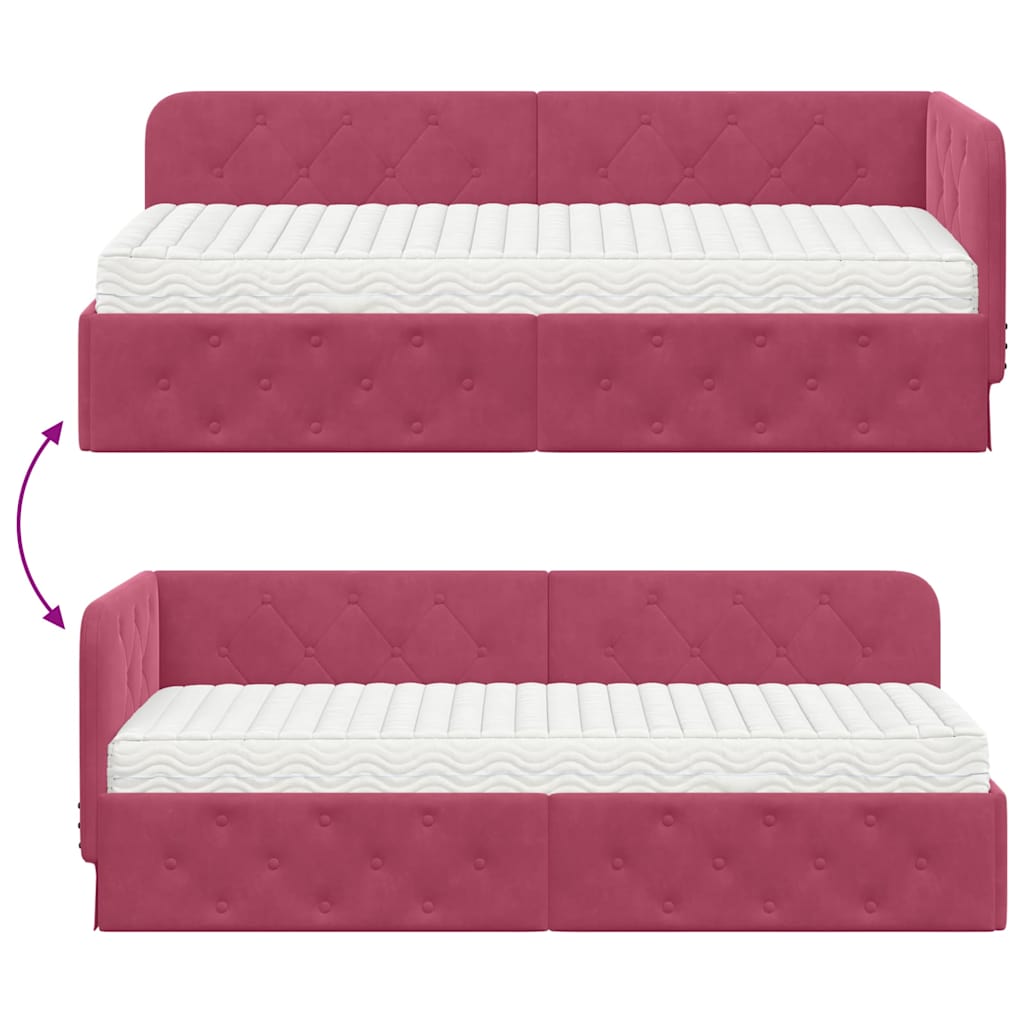 Kutni okvir kreveta Vinska crvena 80 x 200 cm Baršun
