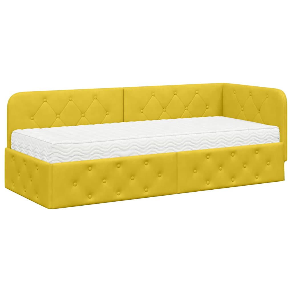Kutni okvir kreveta Žuta 80 x 200 cm Baršun