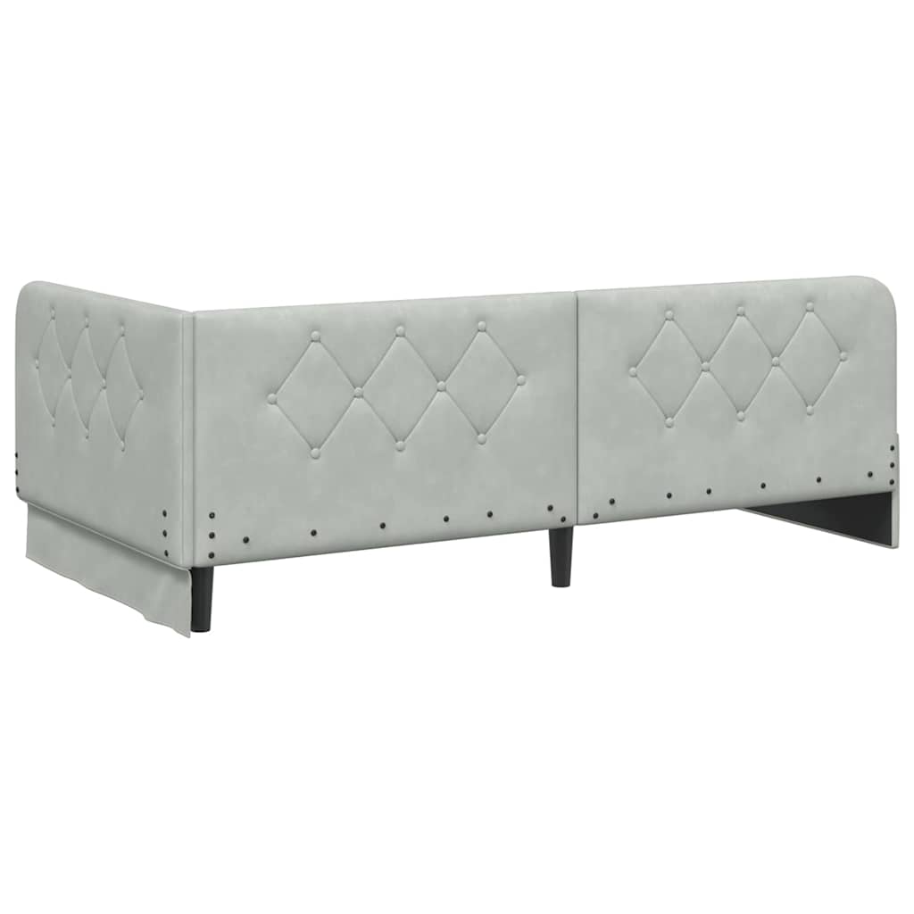 Kutni okvir kreveta Svijetlo siva 90 x 190 cm Baršun