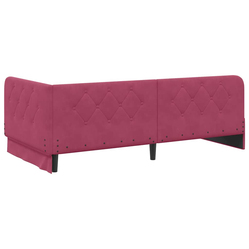 Kutni okvir kreveta Vinska crvena 90 x 190 cm Baršun