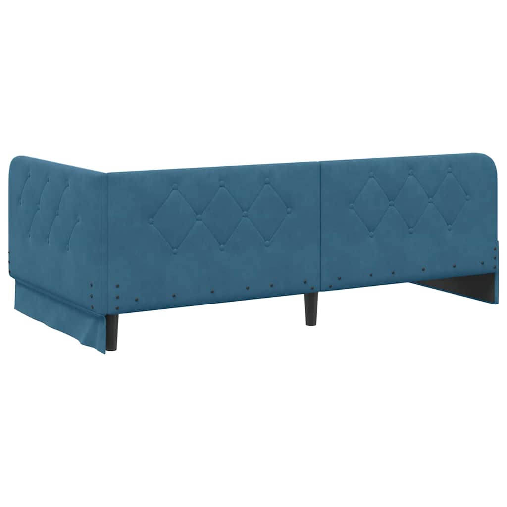 Kutni okvir kreveta Plava 90 x 200 cm Baršun