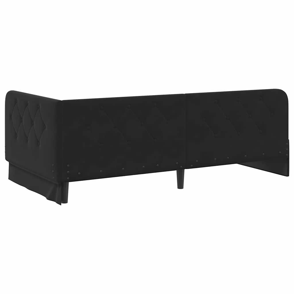 Kutni okvir kreveta Crna 100 x 200 cm Baršun