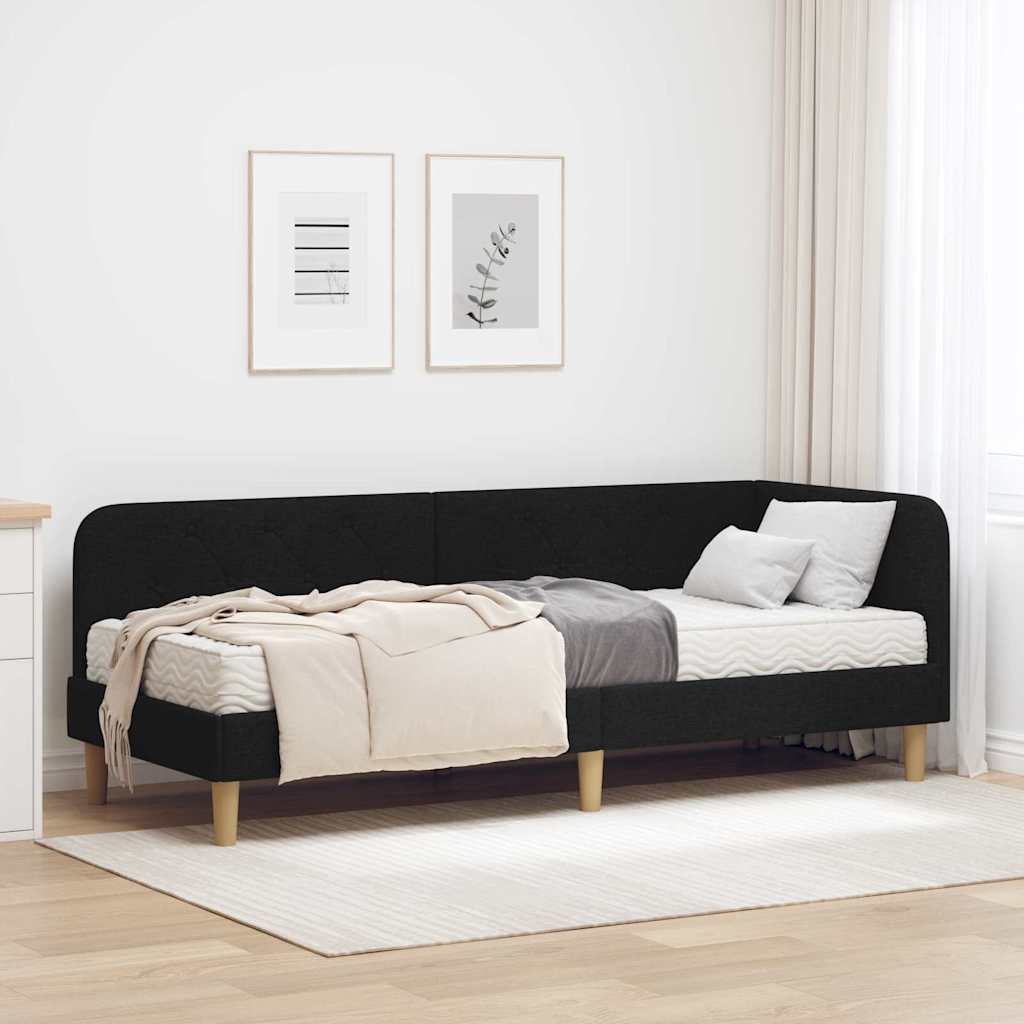 Kutni okvir kreveta Crna 80 x 200 cm tkanina