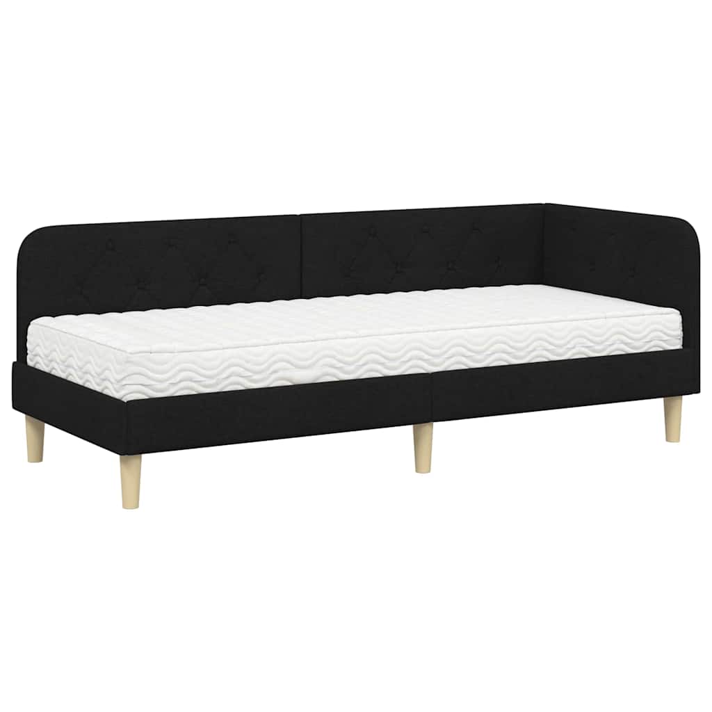 Kutni okvir kreveta Crna 80 x 200 cm tkanina