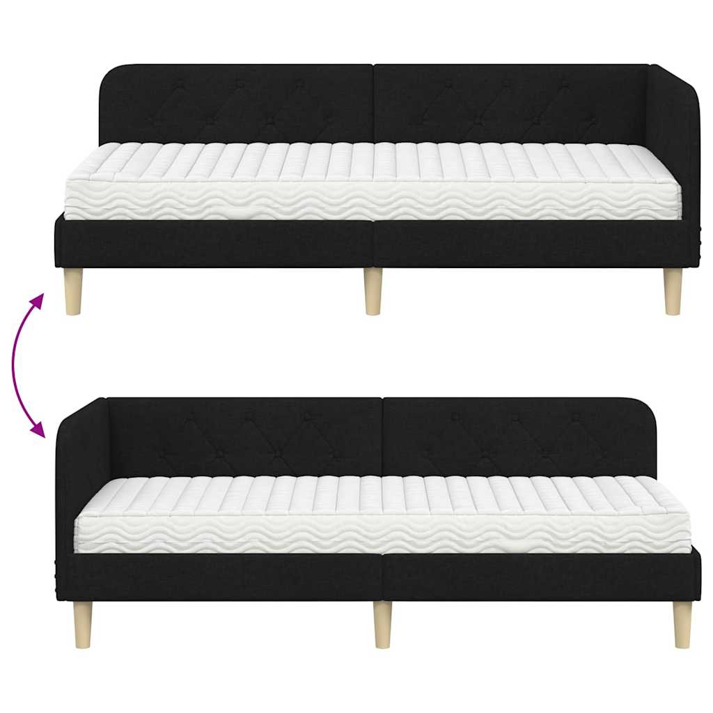 Kutni okvir kreveta Crna 80 x 200 cm tkanina